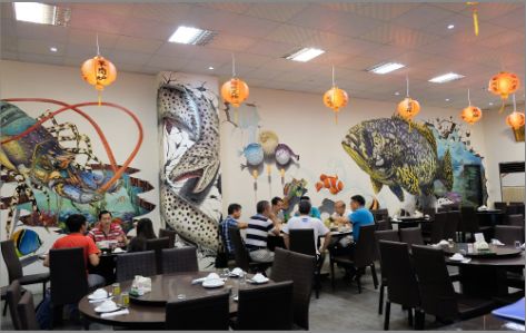 文山海鲜餐厅墙体彩绘
